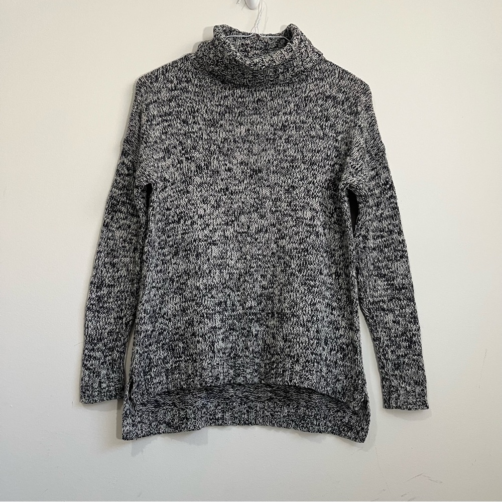 Marine Layer Women's Turtleneck Sweater Slouchy Loose Fit Marled Knit Cotton XS